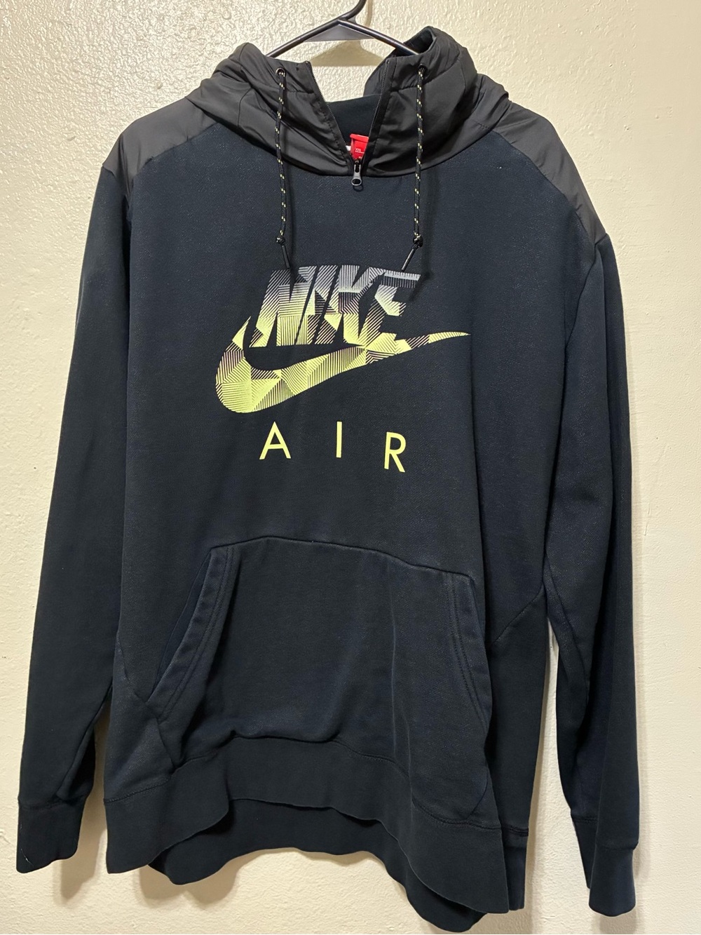 Nike Black Hoodie with Neon Yellow-Green Nike Air